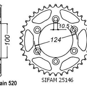 Couronne Acier 37 Dents - Pas 520 - Similaire JTR735 1991-1998