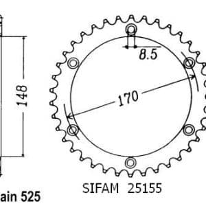 Couronne Acier 47 Dents - Pas 525 - Similaire JTR1821