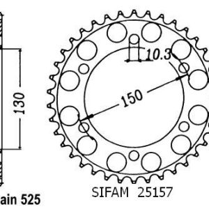 Couronne Acier 39 Dents - Pas 525 - Similaire JTR300 1996-2000