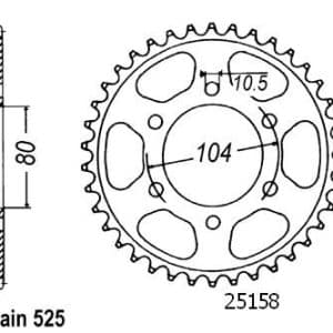 Couronne Acier 40 Dents - Pas 525 - Similaire JTR1489 2005-2009