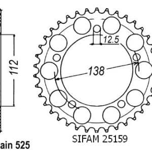 Couronne Acier 45 Dents - Pas 525 - Similaire JTR1304 2024-2026