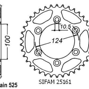 Couronne Acier 37 Dents - Pas 525 - Similaire JTR745 2001-2003
