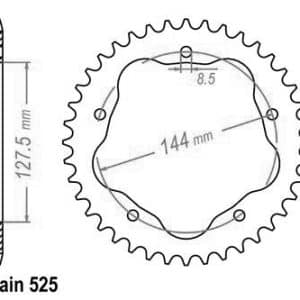 Couronne Acier 45 Dents - Pas 525 - Similaire JTR752 2013-2016