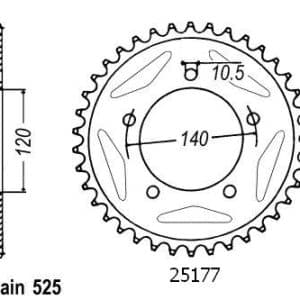 Couronne Acier 43 Dents - Pas 525 - Similaire JTR1792 2004-2017