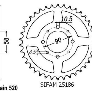 Couronne Acier 41 Dents - Pas 520 - Similaire JTR273 1999-2008