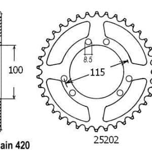 Couronne Acier 46 Dents - Pas 420 - Similaire JTR2076 1998-2001