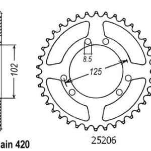 Couronne Acier 53 Dents - Pas 420 - Similaire JTR1132 1999-2020
