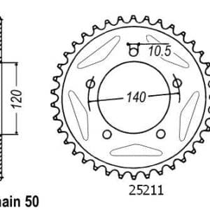 Couronne Acier 42 Dents - Pas 530 - Similaire JTR1800 2001-2006