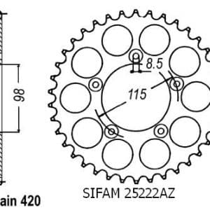 Couronne Alu. 46 Dents - Pas 420 - Similaire JTA894