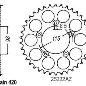 Couronne Alu. 50 Dents - Pas 420 - Similaire JTA894