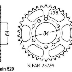 Couronne Acier 42 Dents - Pas 520 - Similaire JTR1826 1985-1993