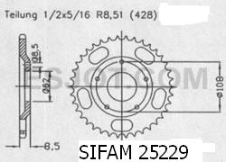 Couronne Acier 55 Dents - Pas 428 - Similaire JTR5229