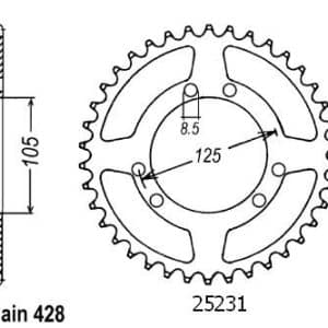 Couronne Acier 50 Dents - Pas 428 - Similaire JTR1134 2004-2014