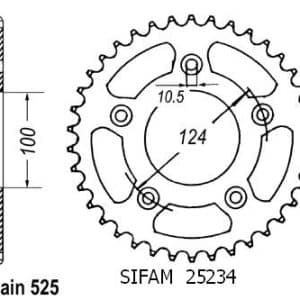 Couronne Acier 39 Dents - Pas 525 - Similaire JTR744 2003-2006