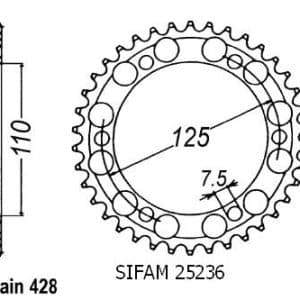 Couronne Acier 46 Dents - Pas 428 - Similaire JTR485 1999-2001