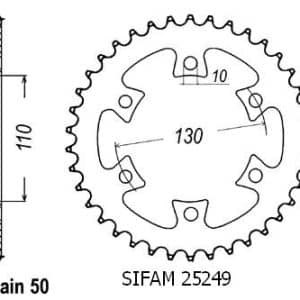 Couronne Acier 36 Dents - Pas 530 - Similaire JTR1421 2004-2006
