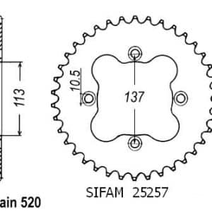 Couronne Acier 40 Dents - Pas 520 - Similaire JTR1760 2009-2012