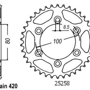 Couronne Acier 52 Dents - Pas 420 - Similaire JTR1076 2004-2011