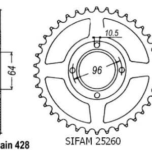Couronne Acier 45 Dents - Pas 428 - Similaire JTR218 2004-2008