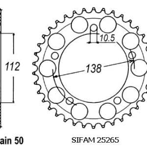 Couronne Acier 48 Dents - Pas 530 - Similaire JTR1871 1999-2002