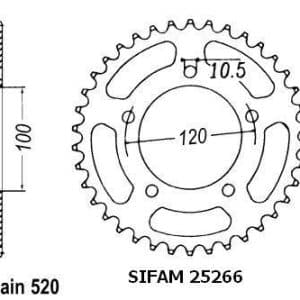 Couronne Acier 40 Dents - Pas 520 - Similaire JTR703 2006-2014