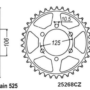 Couronne Acier 47 Dents - Pas 525 - Similaire JTR2014 2006-2017