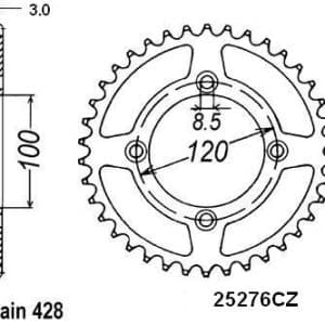 Couronne Acier 52 Dents - Pas 428 - Similaire JTR1140 2005-2020