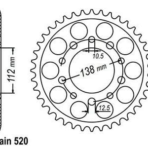 Couronne Alu. 43 Dents - Pas 520 - Similaire JTA1303