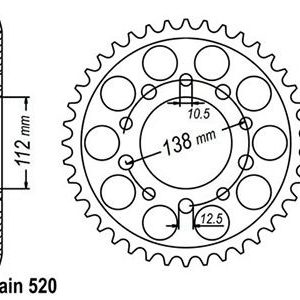 Couronne Alu. 48 Dents - Pas 520 - Similaire JTA1303