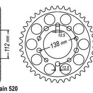 Couronne Acier 39 Dents - Pas 520 - Similaire JTA1303