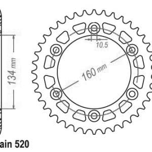 Couronne Alu. 40 Dents - Pas 520 - Similaire JTA1308