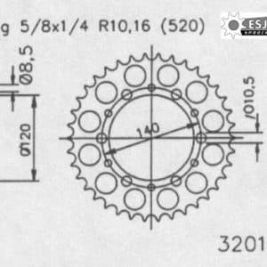 Couronne Alu. 48 Dents - Pas 520 - Similaire JTA1490