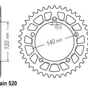 Couronne Alu. 41 Dents - Pas 520 - Similaire JTA1793