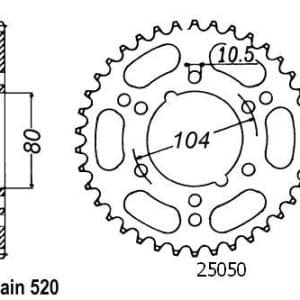 Couronne Alu. 51 Dents - Pas 520 - Similaire JTA478