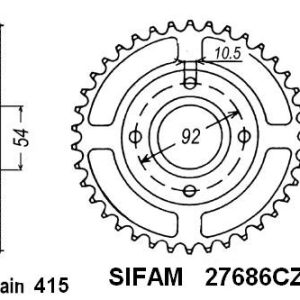 Couronne Acier 46 Dents - Pas 415 - Similaire JTR2060 1997-2003
