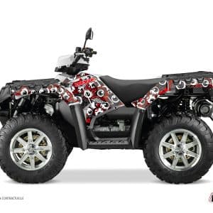 Kit Déco Quad Freegun Eyed Polaris 550-850-1000 Sportsman Touring Rouge Gris () 2010-2012