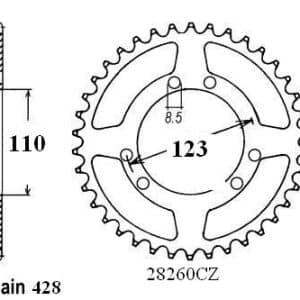 Couronne Acier 56 Dents - Pas 428 - Similaire JTR2070 2002-2005