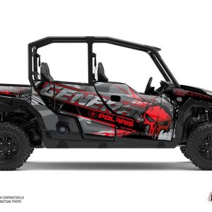Kit Déco SSV Evil Polaris GENERAL 1000 4 portes Gris Rouge () 2017-2021