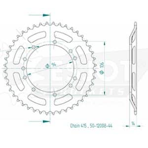 Couronne Acier 44 Dents - Pas 415 - Similaire JTR5225 2001-2008