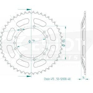 Couronne Acier 48 Dents - Pas 415 - Similaire JTR5225 2001-2008