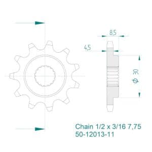 Pignon 11 dents - Pas 415