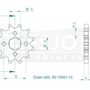 Pignon 12 Dents - Pas 420 - Similaire JTF253