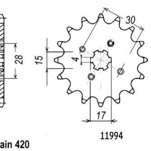 Pignon 14 Dents - Pas 420 - Similaire JTF253 1975-2023