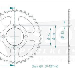Couronne Acier 40 Dents - Pas 420 - Similaire JTR257 1980-1993