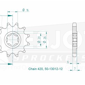 Pignon 12 Dents - Pas 420 - Similaire JTF413 1981-2002