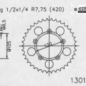 Couronne Acier 51 Dents - Pas 420 - Similaire JTR24 1998-2011