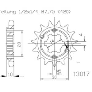 Pignon 13 Dents - Pas 420 - Similaire JTF4032 1996-1999