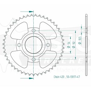 Couronne Acier 47 Dents - Pas 420 - Similaire JTR1078 1997-2006