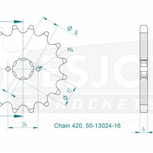 Pignon 16 Dents - Pas 420 - Similaire JTF1128