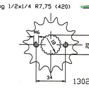 Pignon Ultralight 14 Dents - Pas 420 - Similaire JTF1310